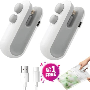 (BUY 1 GET 1 FREE) 2-in-1 Rechargeable Mini Bag Sealer & Cutter | Portable Magnetic Heat Sealer for Food Storage & Snack Freshness | USB-C Fast Charging