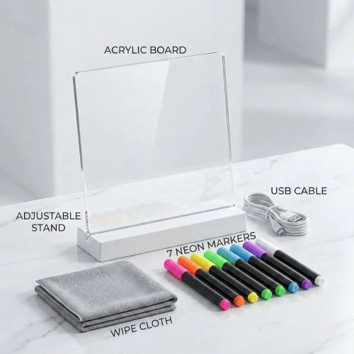 DIY Acrylic LED Glow Board (6x6inch) with 7 Magic Pens