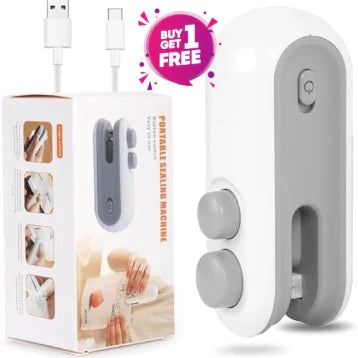 (BUY 1 GET 1 FREE) 2-in-1 Rechargeable Mini Bag Sealer & Cutter | Portable Magnetic Heat Sealer for Food Storage & Snack Freshness | USB-C Fast Charging